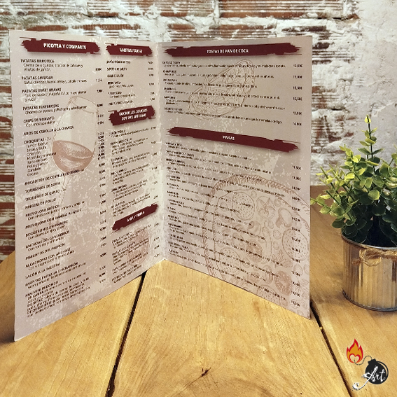 Interior de la carta del restaurante La Iberoteca