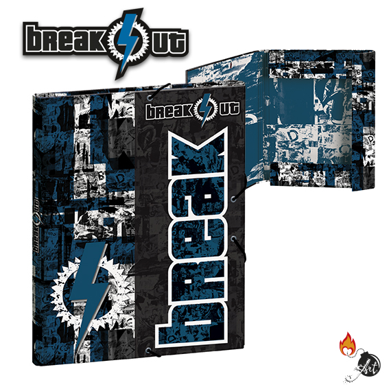 Logotipo y carpeta para la marca BreakOut, licencia de Busquets.