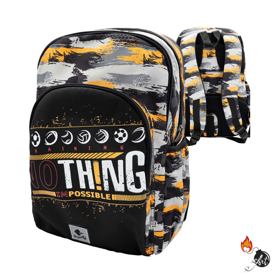 Mochila escolar de la marca Busquets con lema Nothing Impossible.