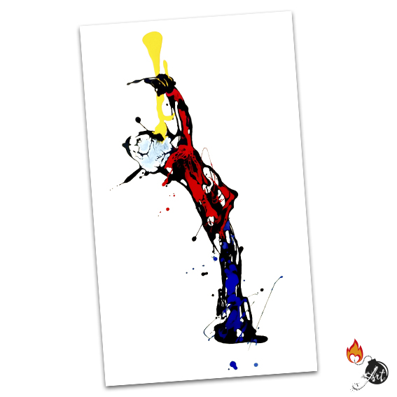 Ilustración de un músico de Jazza con una trompeta.