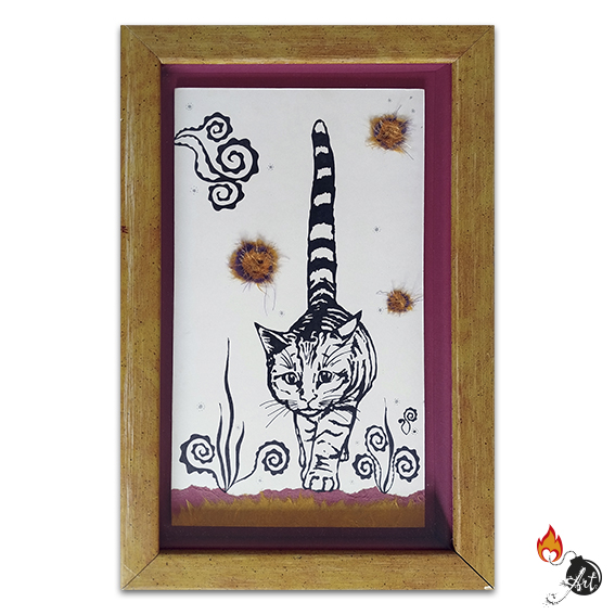 Ilustración de un gato callejero.